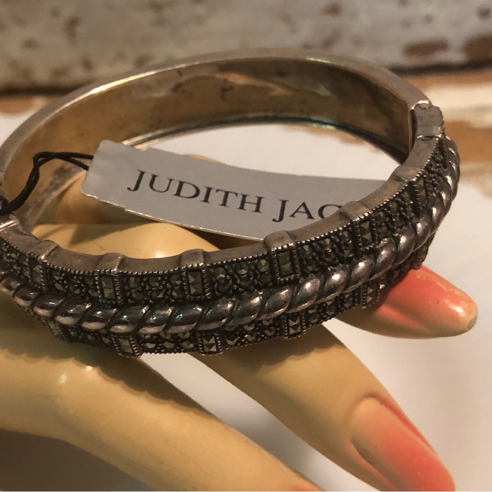 Judith Jack Marcasite Sterling Hinged Oval Bracelet